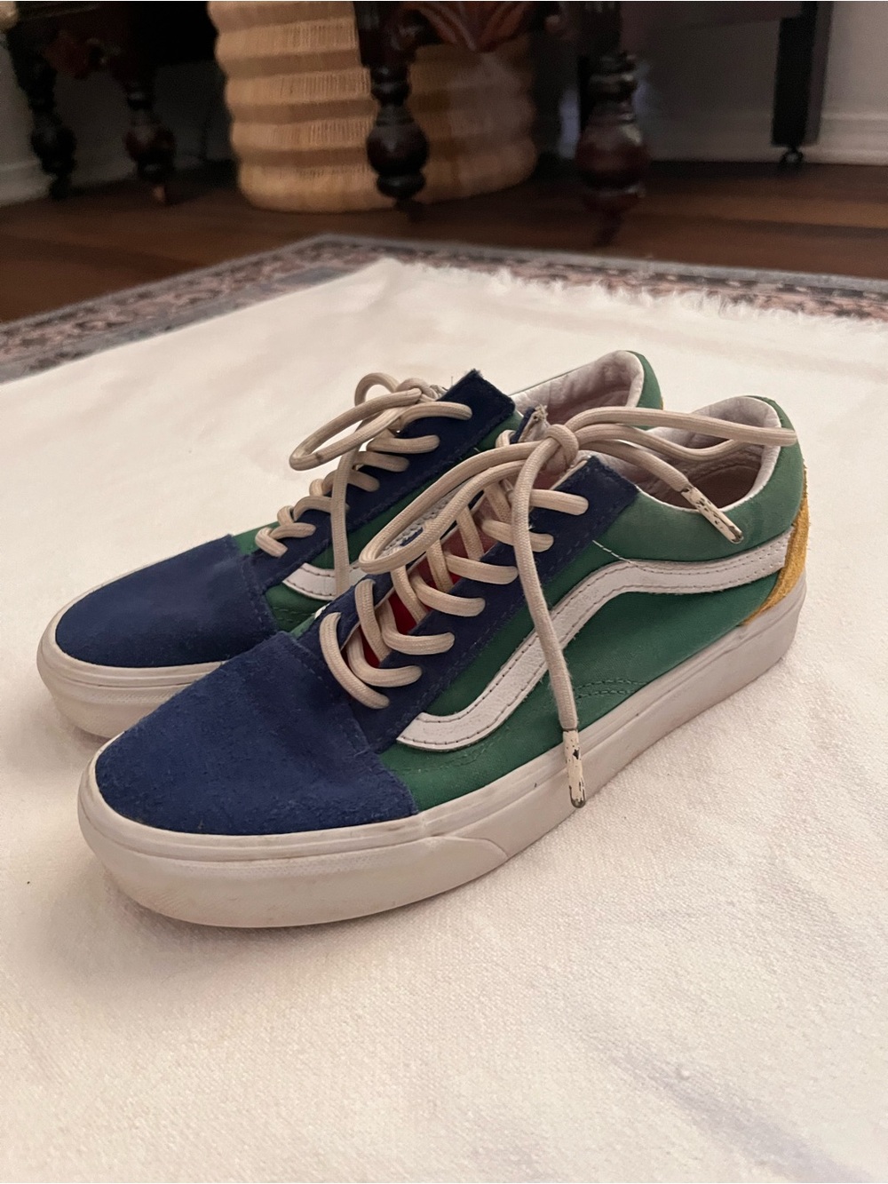 Vans Green and Brown Canvas Skate Shoes
